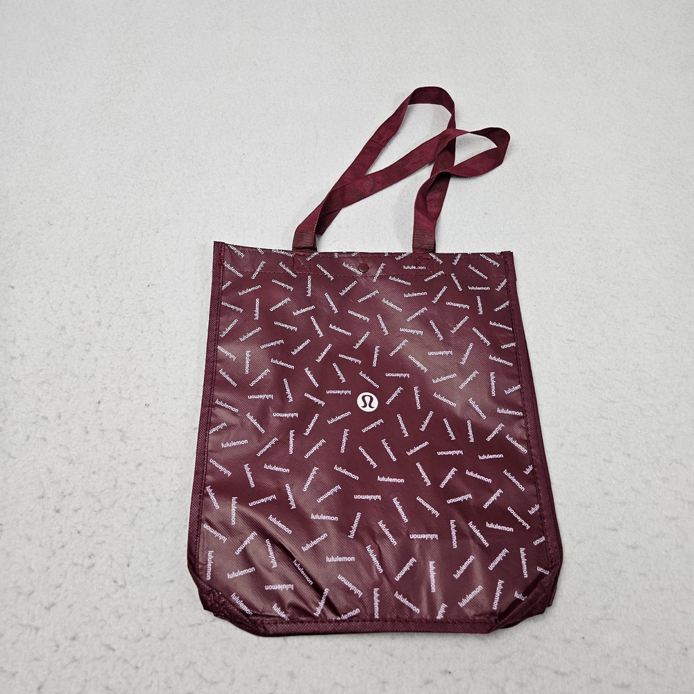 Lululemon Reusable Shopping Bag Red Logos All‎ Over Print Tote Lunch